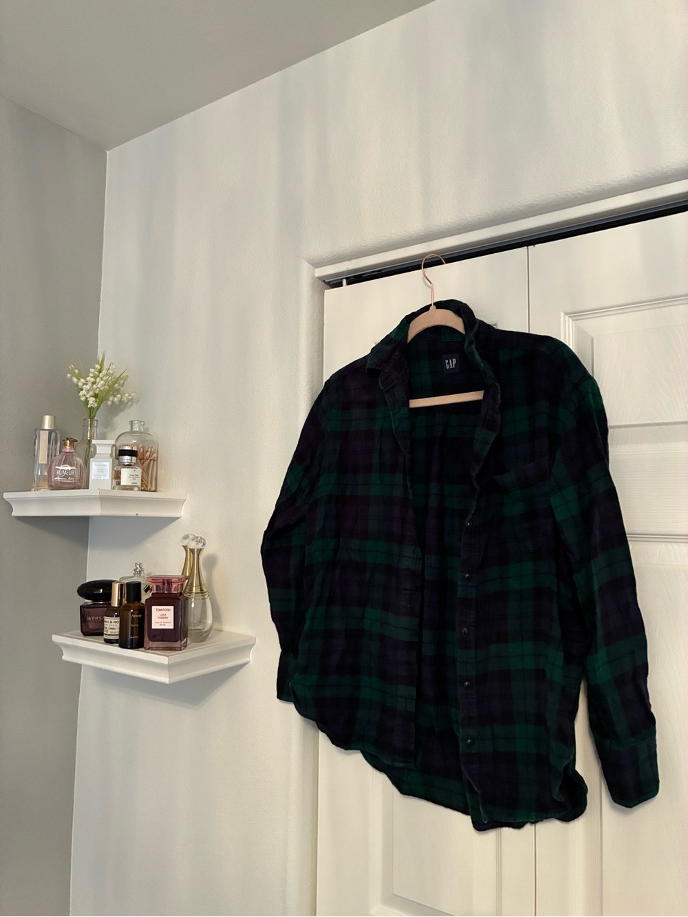 GAP Dark Green and Black Plaid Cotton Button-Up Shirt